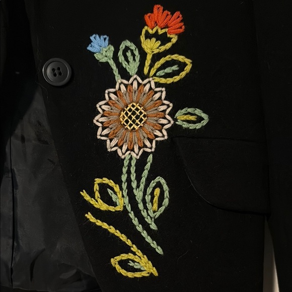 NafNaf Size 38 Floral Embroidered Black Jacket - Picture 4 of 6